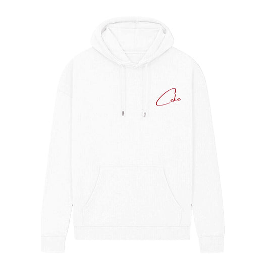 Hoodie blanc CeKe Pass It On, arbre dans un cercle et devise « Reçois, Donne – Pass It On » imprimés au dos