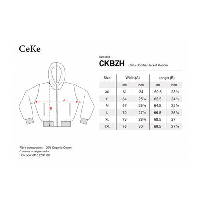 Sudadera bomber con cremallera CeKe negra de algodón orgánico de hilatura compacta