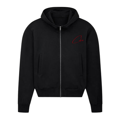 Sudadera con cremallera estilo bomber CeKe negra, felpa gruesa de 300 g