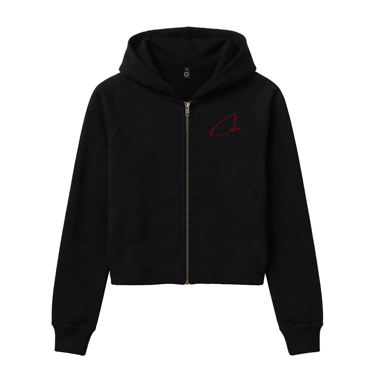 Black CeKe women's cropped hoodie in organic cotton
