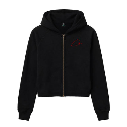 Black CeKe women's cropped hoodie in organic cotton