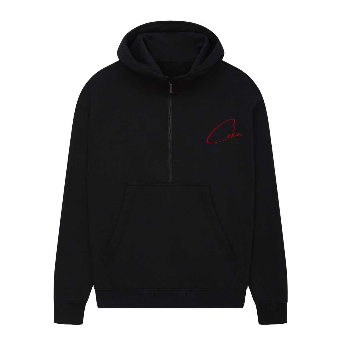 Felpa con mezza zip donna CeKe nera in cotone biologico