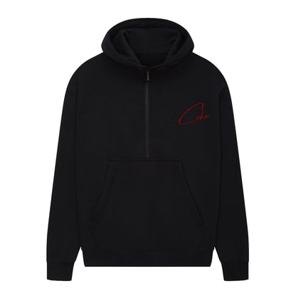 Felpa con mezza zip donna CeKe nera in cotone biologico