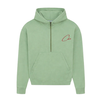 Felpa con mezza zip donna CeKe verde in cotone biologico
