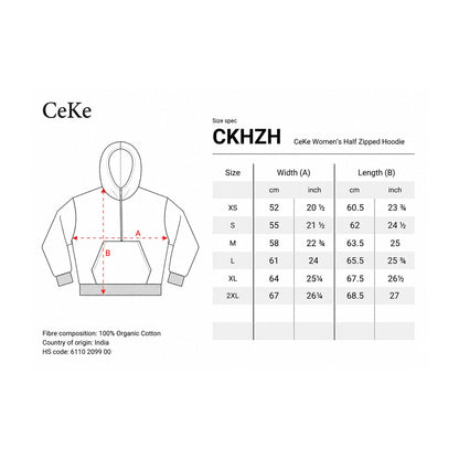 Guida alle taglie della felpa con mezza zip donna CeKe