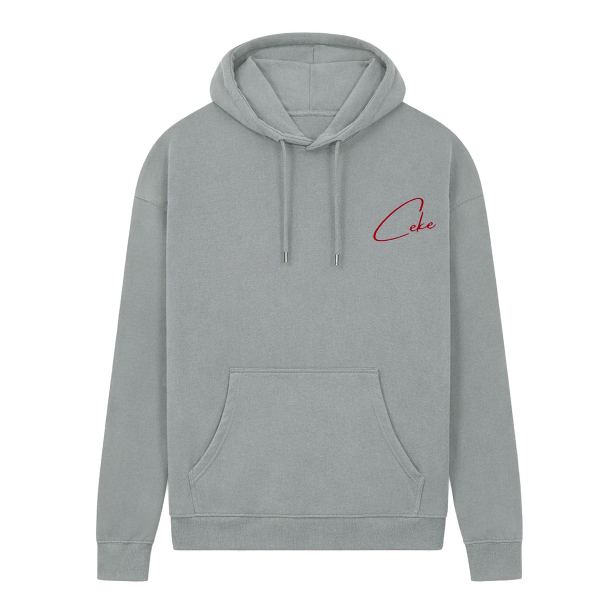 Grauer CeKe Hoodie aus 300 g/m² Bio-Baumwolle