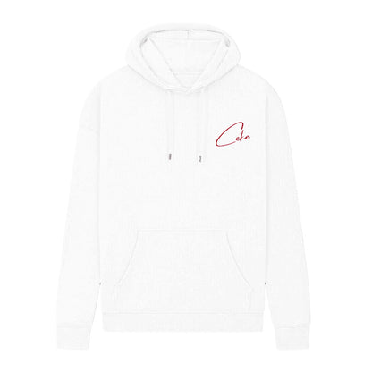 Hoodie blanc CeKe Pass It On, arbre dans un cercle et devise « Reçois, Donne – Pass It On » imprimés au dos