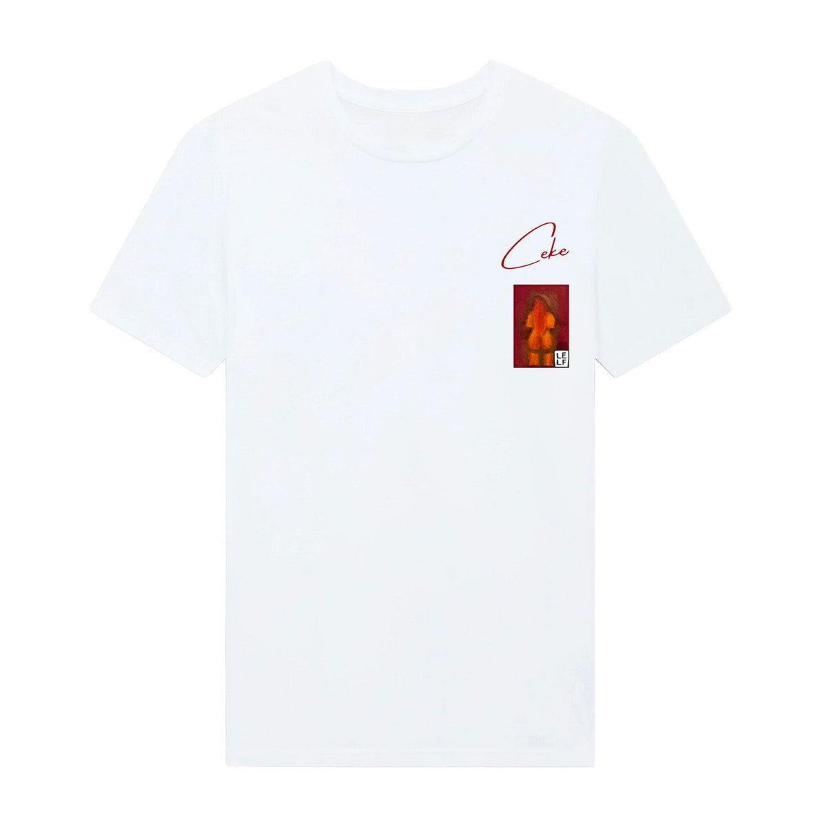 CeKe LELF Kunst-T-Shirt Herren, kontrastreiche vertikale Silhouette
