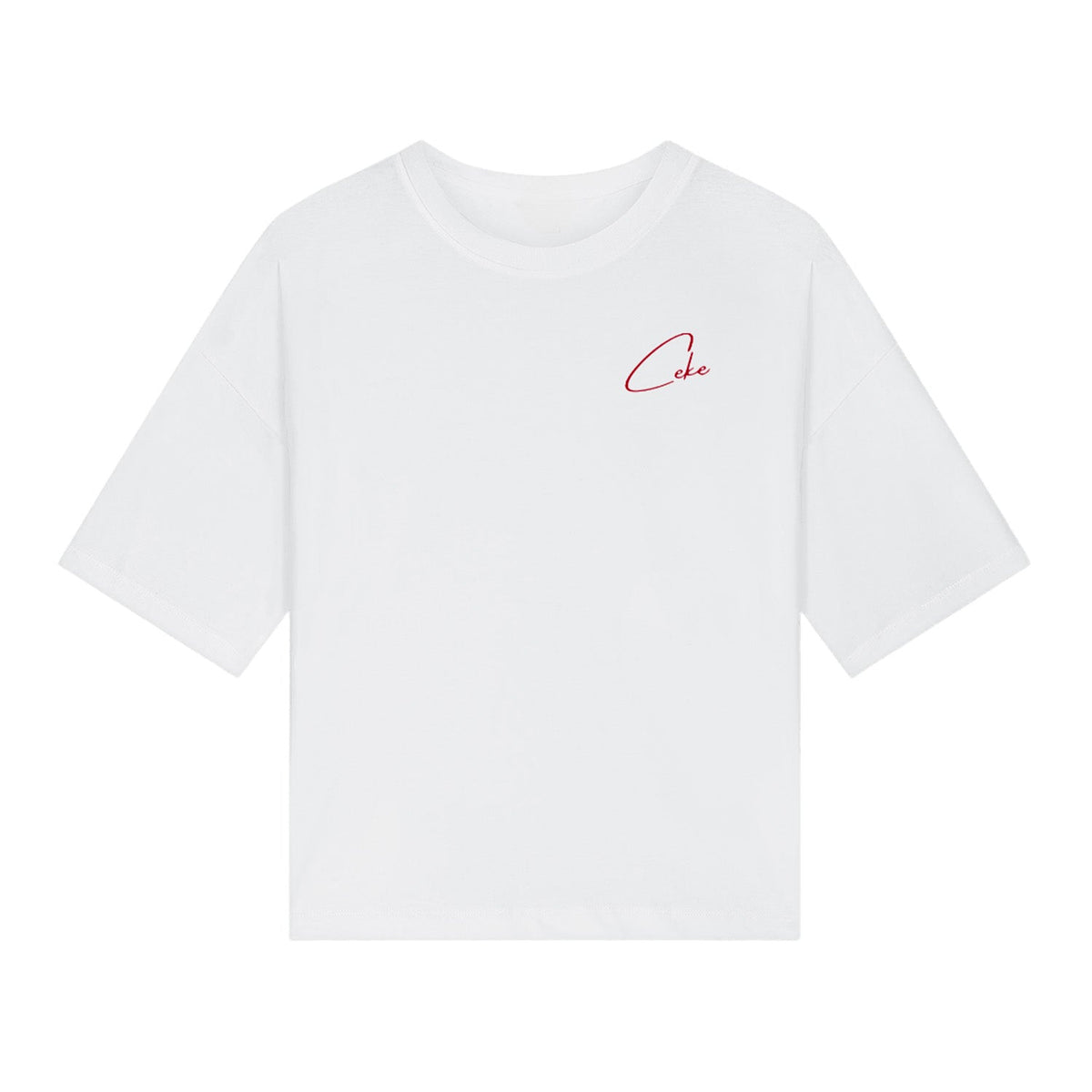 T-shirt boxy CeKe bianca in cotone biologico da 220 g/m²