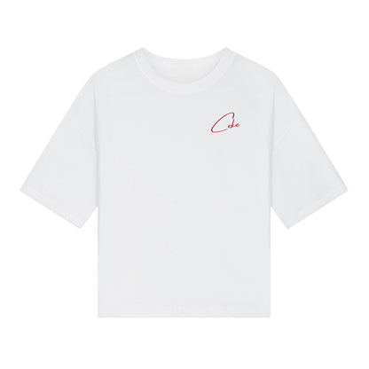 T-shirt boxy CeKe bianca in cotone biologico da 220 g/m²