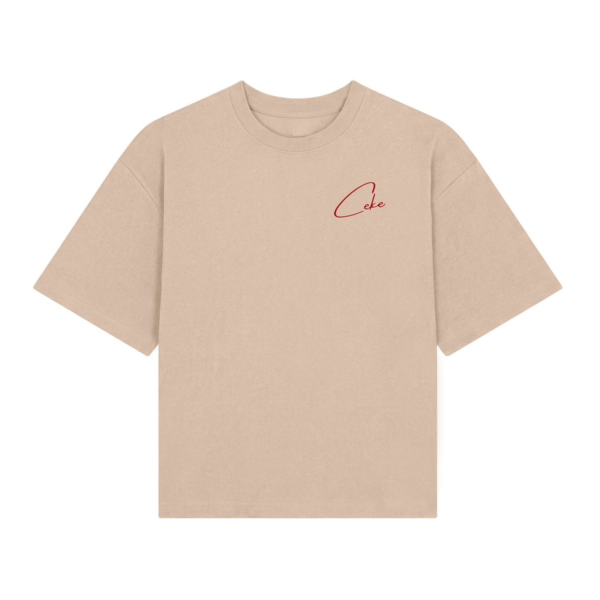 T-shirt boxy CeKe cammello in cotone biologico da 220 g/m²