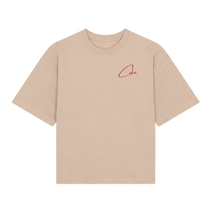 T-shirt boxy CeKe cammello in cotone biologico da 220 g/m²