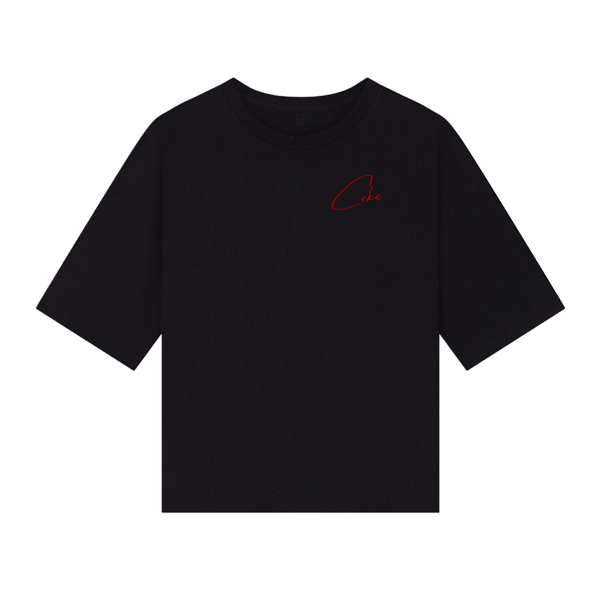 T-shirt boxy CeKe nera in cotone biologico da 220 g/m²