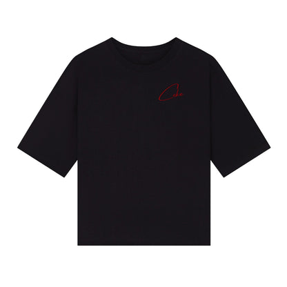 T-shirt boxy CeKe nera in cotone biologico da 220 g/m²