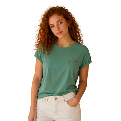 CeKe Damen-T-Shirt mit Krempelärmeln aus 155 g/m² Bio-Baumwolle