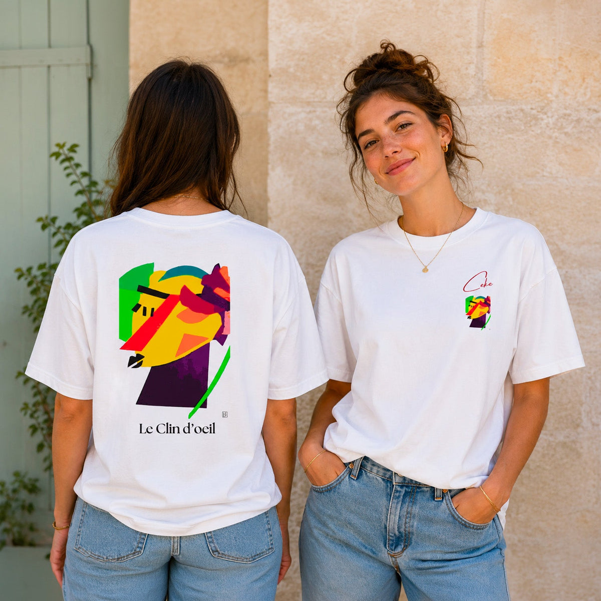 Originalwerk « Le Clin d'Œil » auf einem CeKe T-Shirt gedruckt