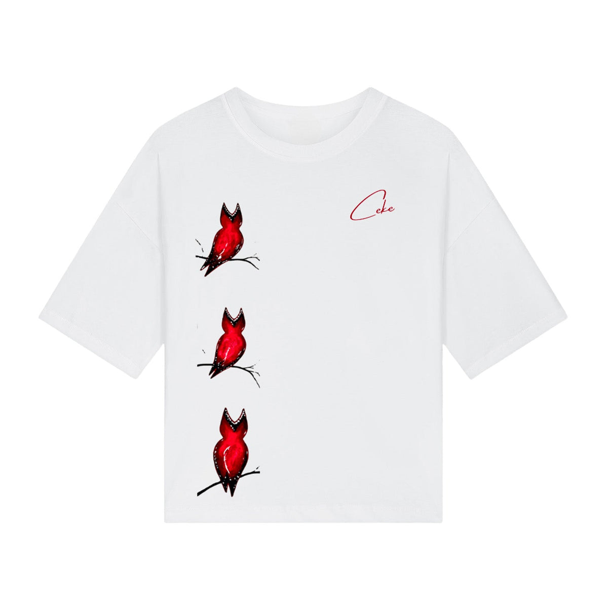 T-shirt premium CeKe « Les Hiboux », coton biologique et encolure abaissée