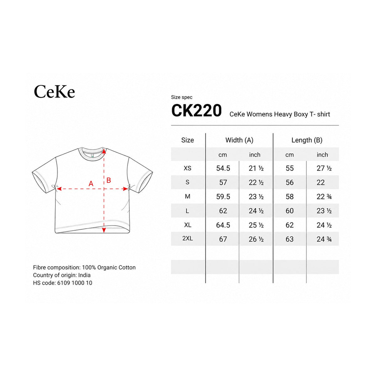 Guide des tailles du t-shirt CeKe « Les Hiboux »