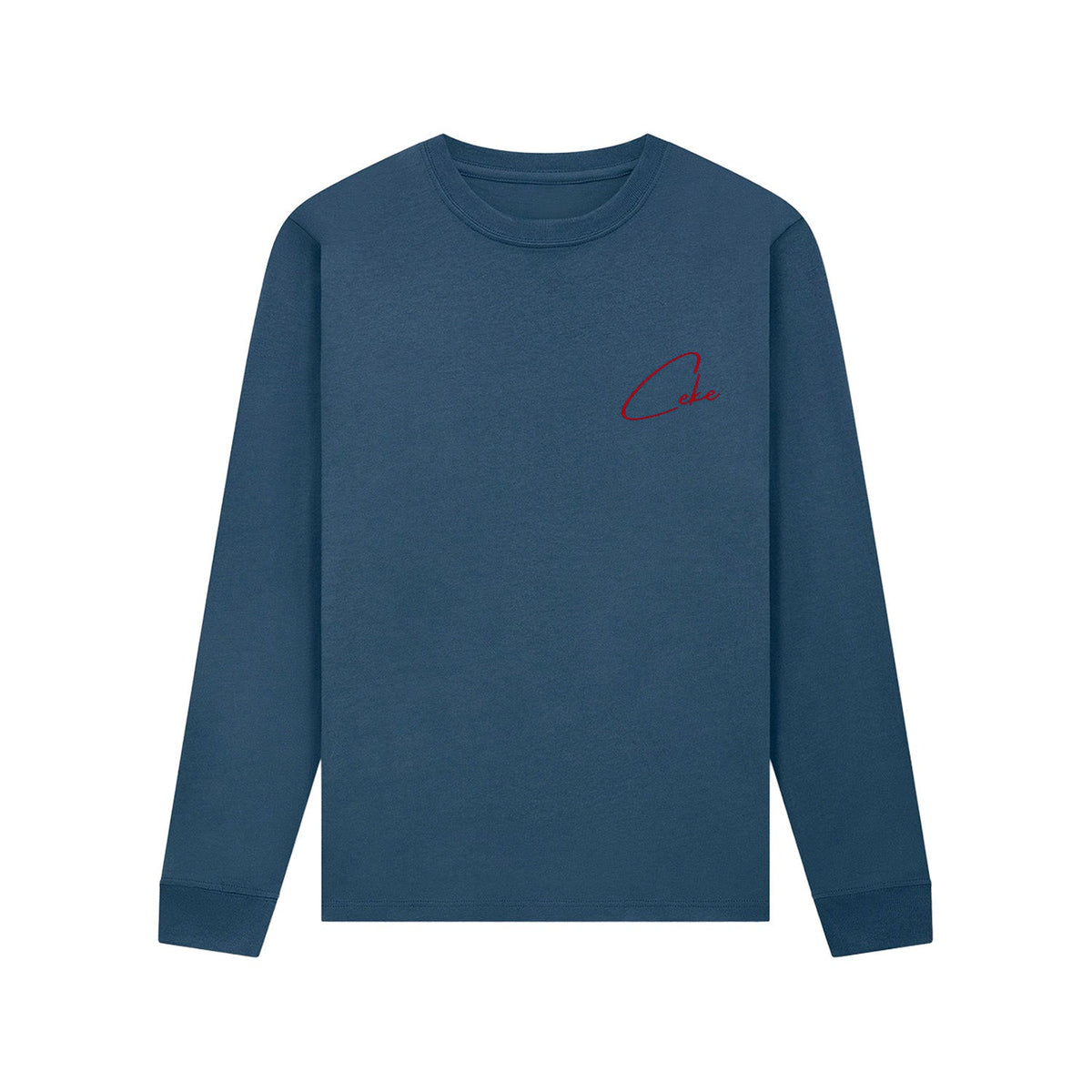 CeKe Langarmshirt in Marineblau gewaschen aus Bio-Baumwolle