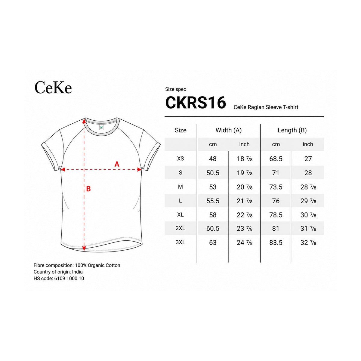 Größentabelle für das CeKe Damen-T-Shirt mit Krempelärmeln