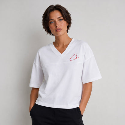 T-shirt oversize de mulher CeKe em algodão orgânico de 220 g, corte largo